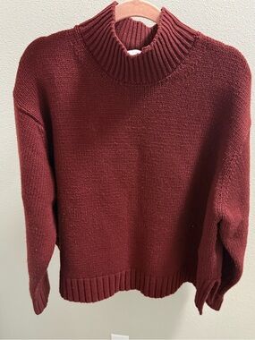 Zara Ribbed Turtleneck Sweater - Burgundy